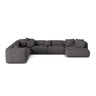 Martina modulares Panoramasofa, Linke Seite, Sitztiefe 76 cm, aus Boucle in Anthrazit (Monet Anthracite), 406x316 cm von Micadoni – Bild 1