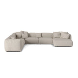 Martina modulares Panoramasofa, Linke Seite, Sitztiefe 76 cm, aus Boucle in Beige (Monet Sand), 406x316 cm von Micadoni – Bild 1