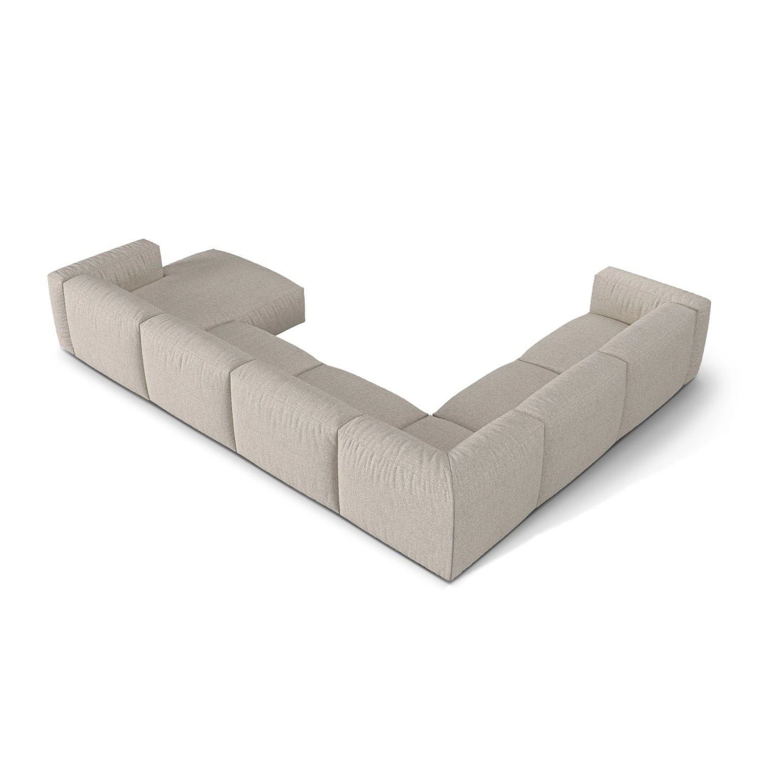 Martina modulares Panoramasofa, Linke Seite, Sitztiefe 76 cm, aus Boucle in Beige (Monet Sand), 406x316 cm von Micadoni – Bild 4