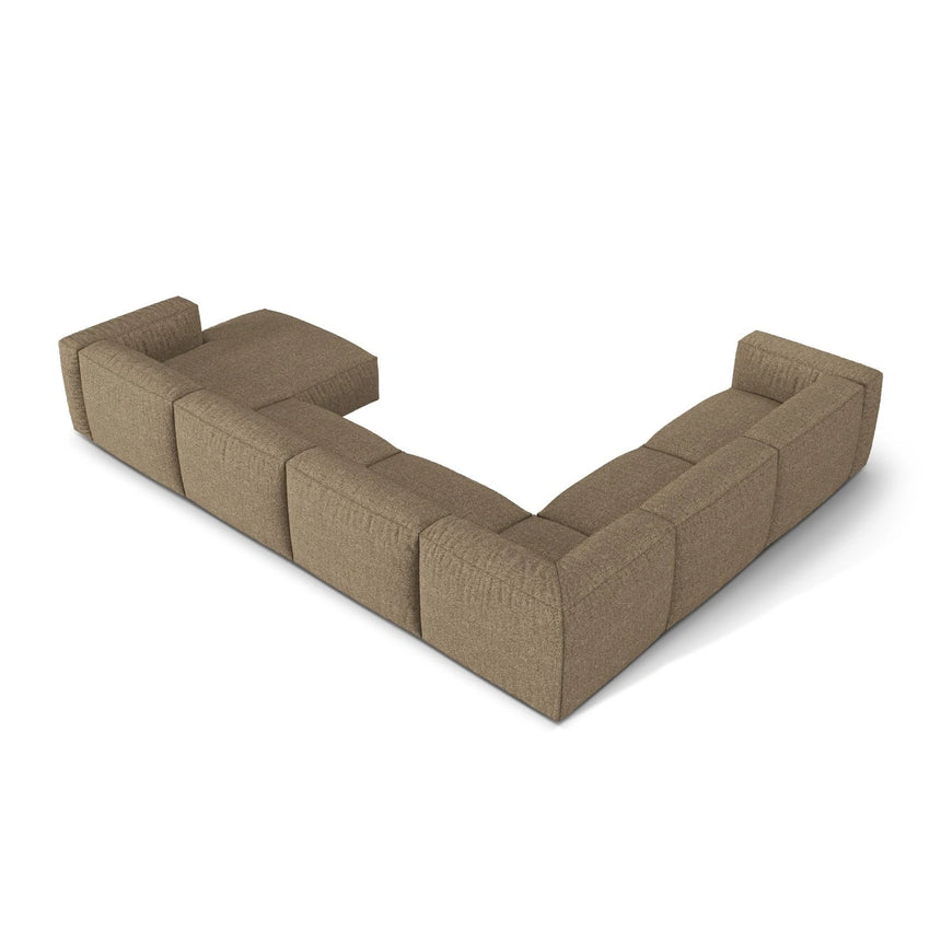 Martina modulares Panoramasofa, Linke Seite, Sitztiefe 76 cm, aus Boucle in Cappuccino (Monet Cappucino), 406x316 cm von Micadoni – Bild 4