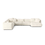 Martina modulares Panoramasofa, Linke Seite, Sitztiefe 76 cm, aus Boucle in Elfenbein (Monet Nata), 406x316 cm von Micadoni – Bild 1