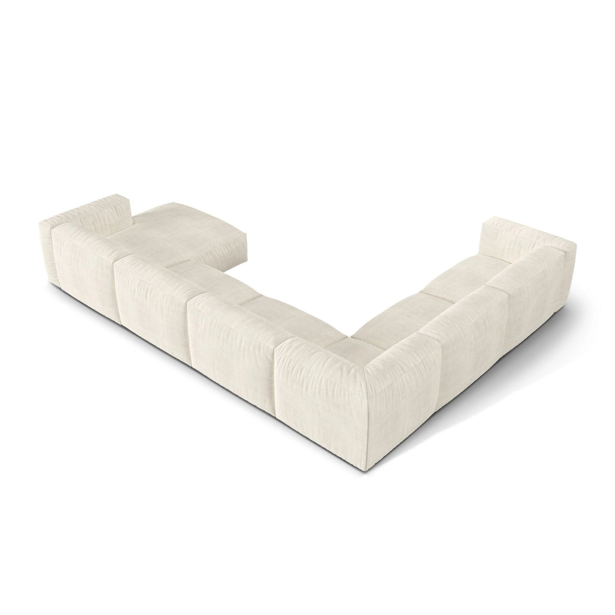 Martina modulares Panoramasofa, Linke Seite, Sitztiefe 76 cm, aus Boucle in Elfenbein (Monet Nata), 406x316 cm von Micadoni – Bild 4