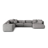 Martina modulares Panoramasofa, Linke Seite, Sitztiefe 76 cm, aus Boucle in Graphit (Monet Graphite), 406x316 cm von Micadoni – Bild 1