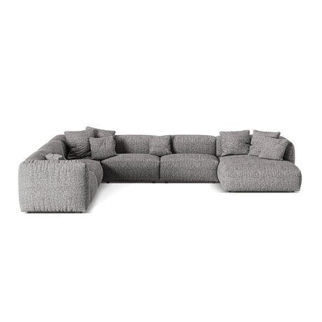 Martina modulares Panoramasofa, Linke Seite, Sitztiefe 76 cm, aus Boucle in Graphit (Monet Graphite), 406x316 cm von Micadoni – Bild 1