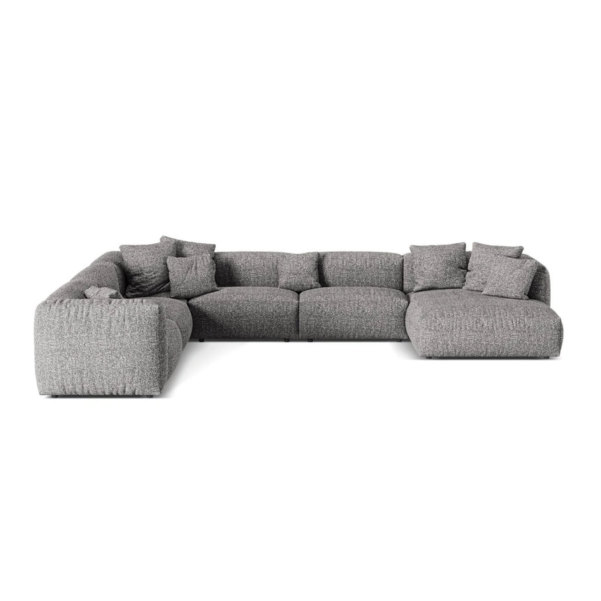 Martina modulares Panoramasofa, Linke Seite, Sitztiefe 76 cm, aus Boucle in Graphit (Monet Graphite), 406x316 cm von Micadoni – Bild 1
