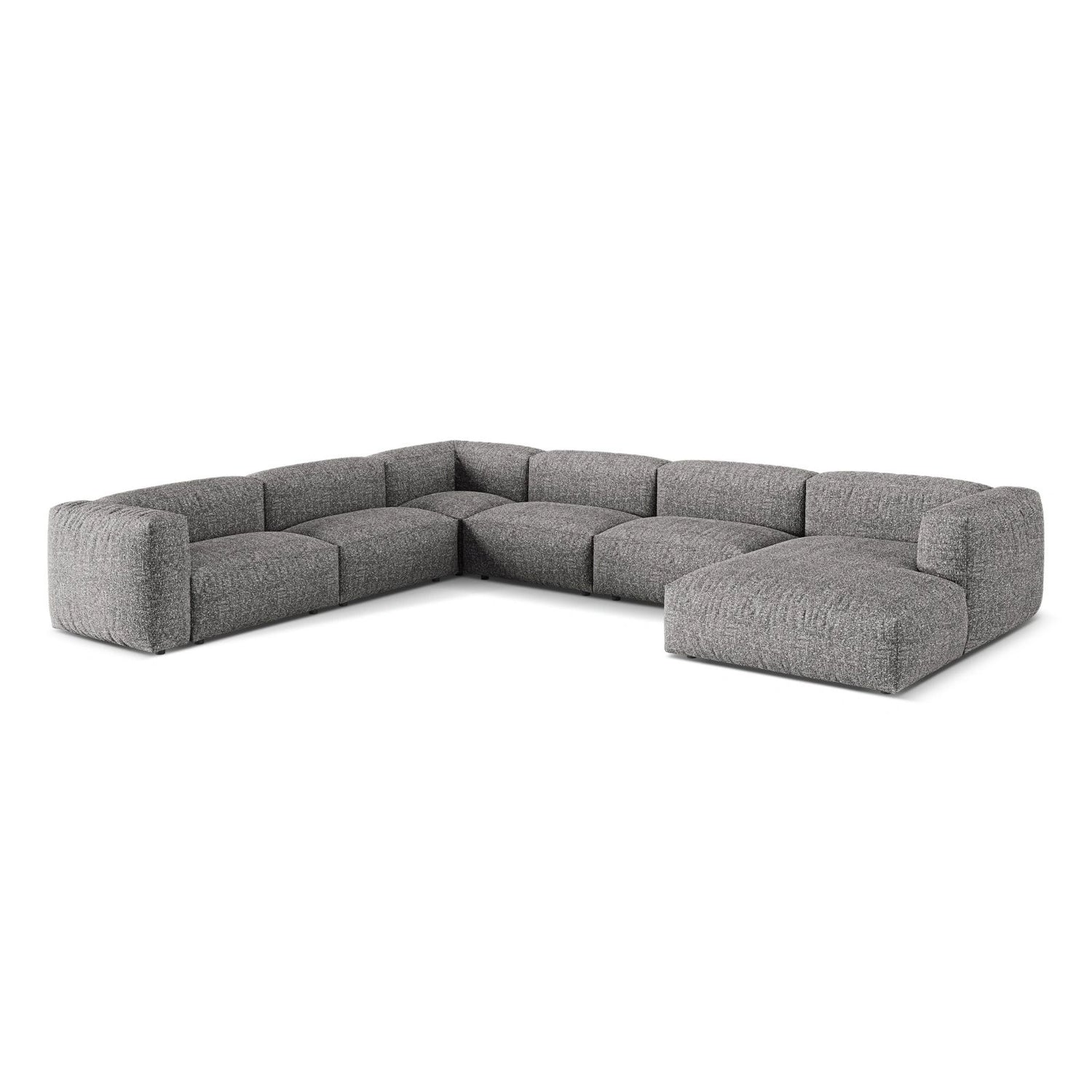 Martina modulares Panoramasofa, Linke Seite, Sitztiefe 76 cm, aus Boucle in Graphit (Monet Graphite), 406x316 cm von Micadoni – Bild 3