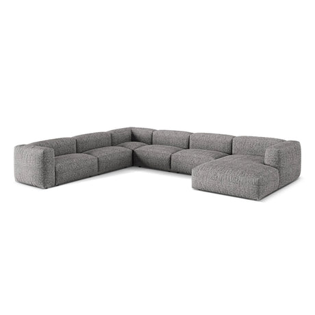 Martina modulares Panoramasofa, Linke Seite, Sitztiefe 76 cm, aus Boucle in Graphit (Monet Graphite), 406x316 cm von Micadoni – Bild 3