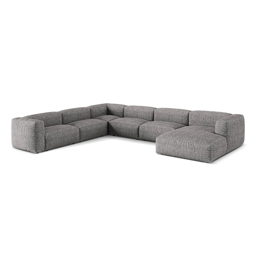 Martina modulares Panoramasofa, Linke Seite, Sitztiefe 76 cm, aus Boucle in Graphit (Monet Graphite), 406x316 cm von Micadoni – Bild 3