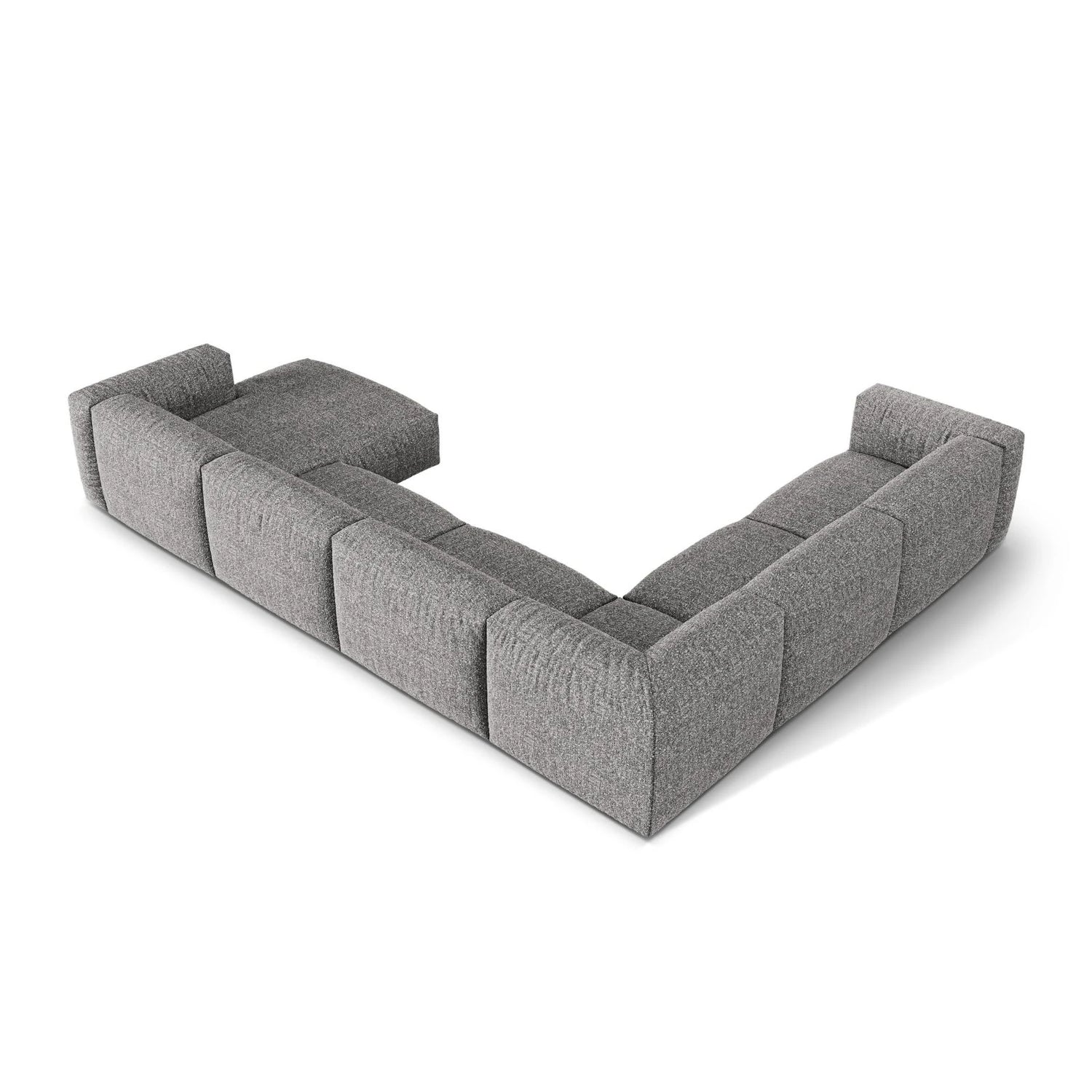 Martina modulares Panoramasofa, Linke Seite, Sitztiefe 76 cm, aus Boucle in Graphit (Monet Graphite), 406x316 cm von Micadoni – Bild 4