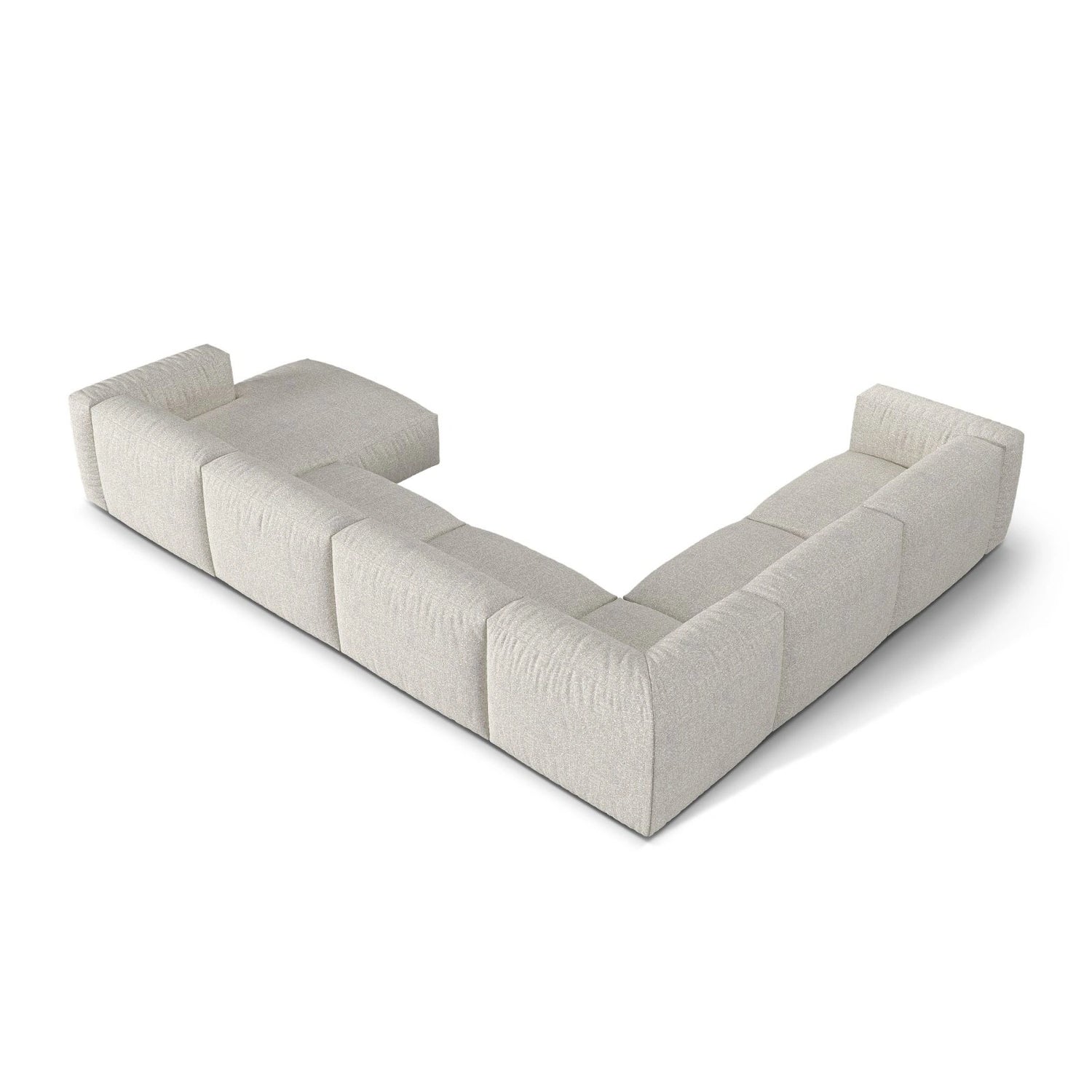 Martina modulares Panoramasofa, Linke Seite, Sitztiefe 76 cm, aus Boucle in Grau Beige meliert (Monet Pearl), 406x316 cm von Micadoni – Bild 4