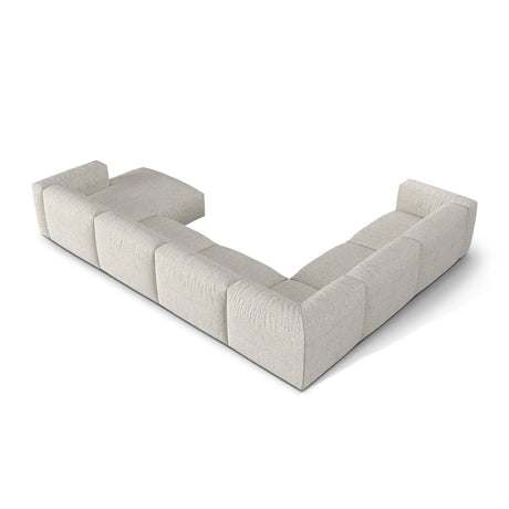 Martina modulares Panoramasofa, Linke Seite, Sitztiefe 76 cm, aus Boucle in Grau Beige meliert (Monet Pearl), 406x316 cm von Micadoni – Bild 4