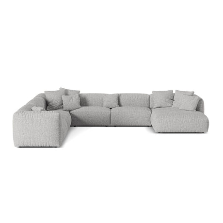 Martina modulares Panoramasofa, Linke Seite, Sitztiefe 76 cm, aus Boucle in Silber (Monet Silver), 406x316 cm von Micadoni – Bild 1