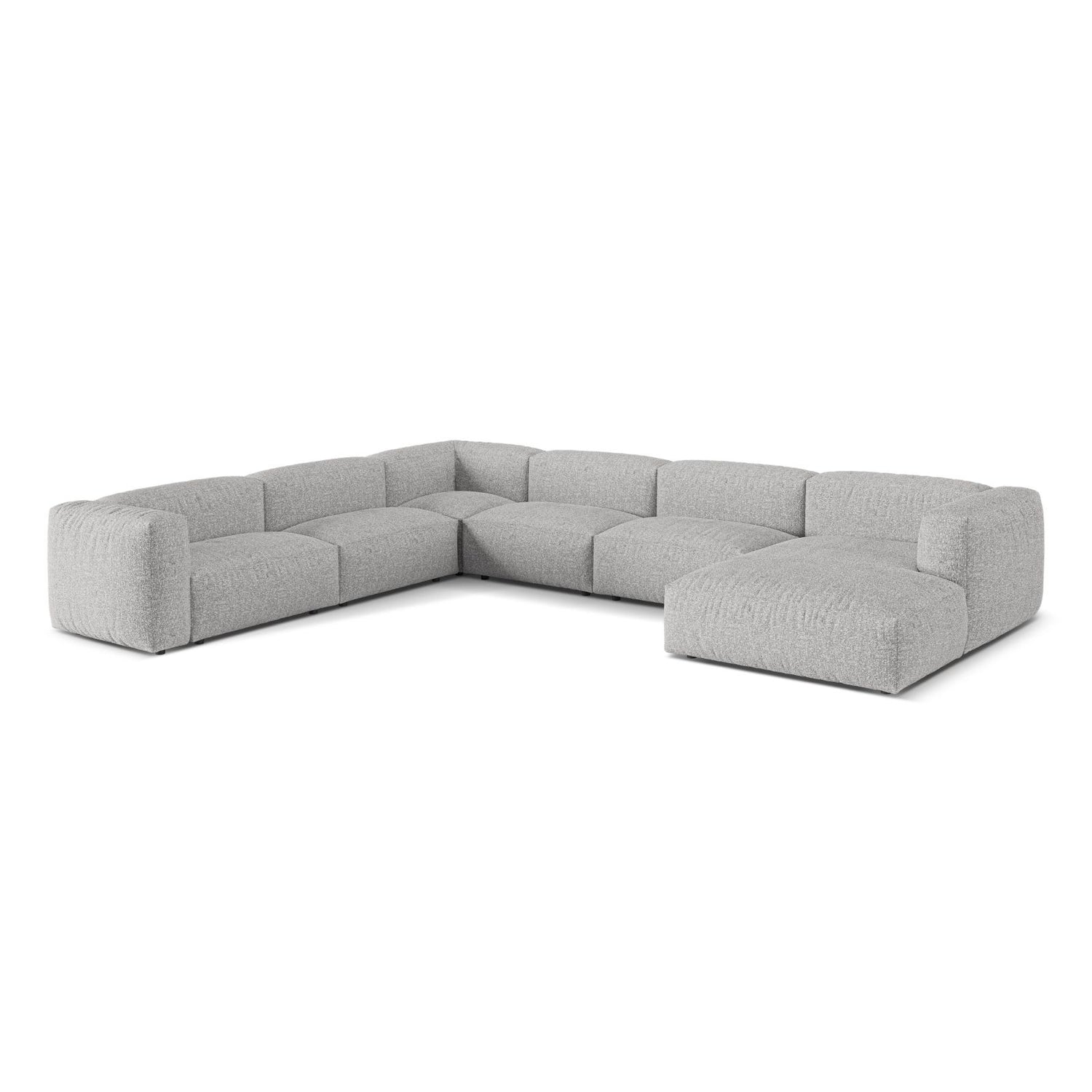 Martina modulares Panoramasofa, Linke Seite, Sitztiefe 76 cm, aus Boucle in Silber (Monet Silver), 406x316 cm von Micadoni – Bild 3