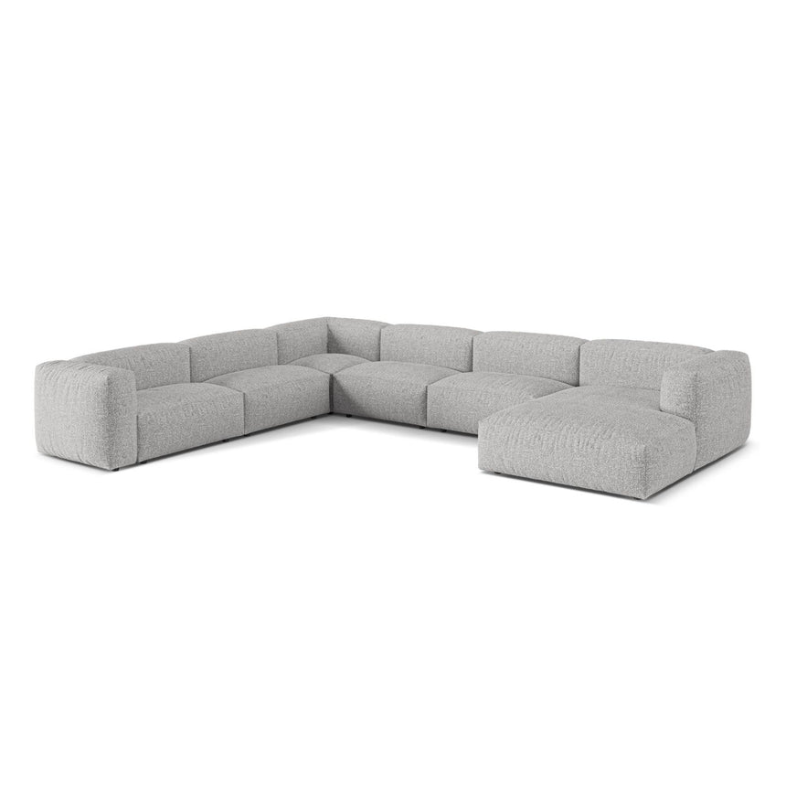 Martina modulares Panoramasofa, Linke Seite, Sitztiefe 76 cm, aus Boucle in Silber (Monet Silver), 406x316 cm von Micadoni – Bild 3