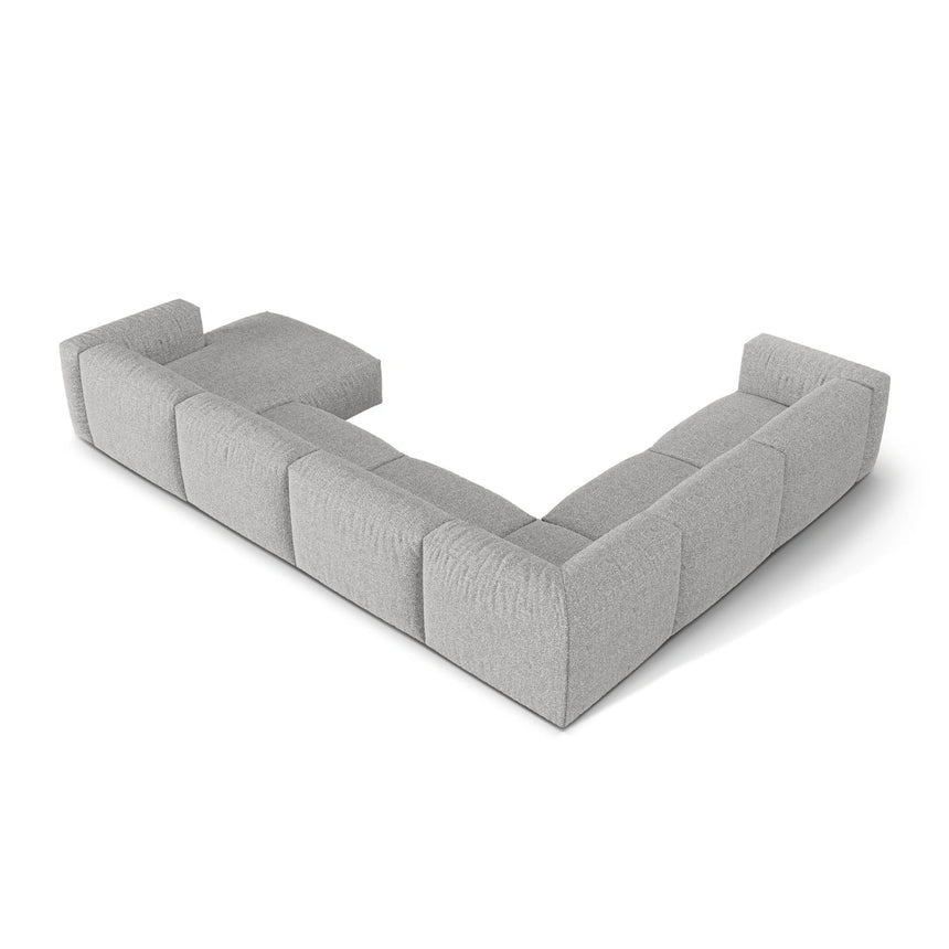 Martina modulares Panoramasofa, Linke Seite, Sitztiefe 76 cm, aus Boucle in Silber (Monet Silver), 406x316 cm von Micadoni – Bild 4