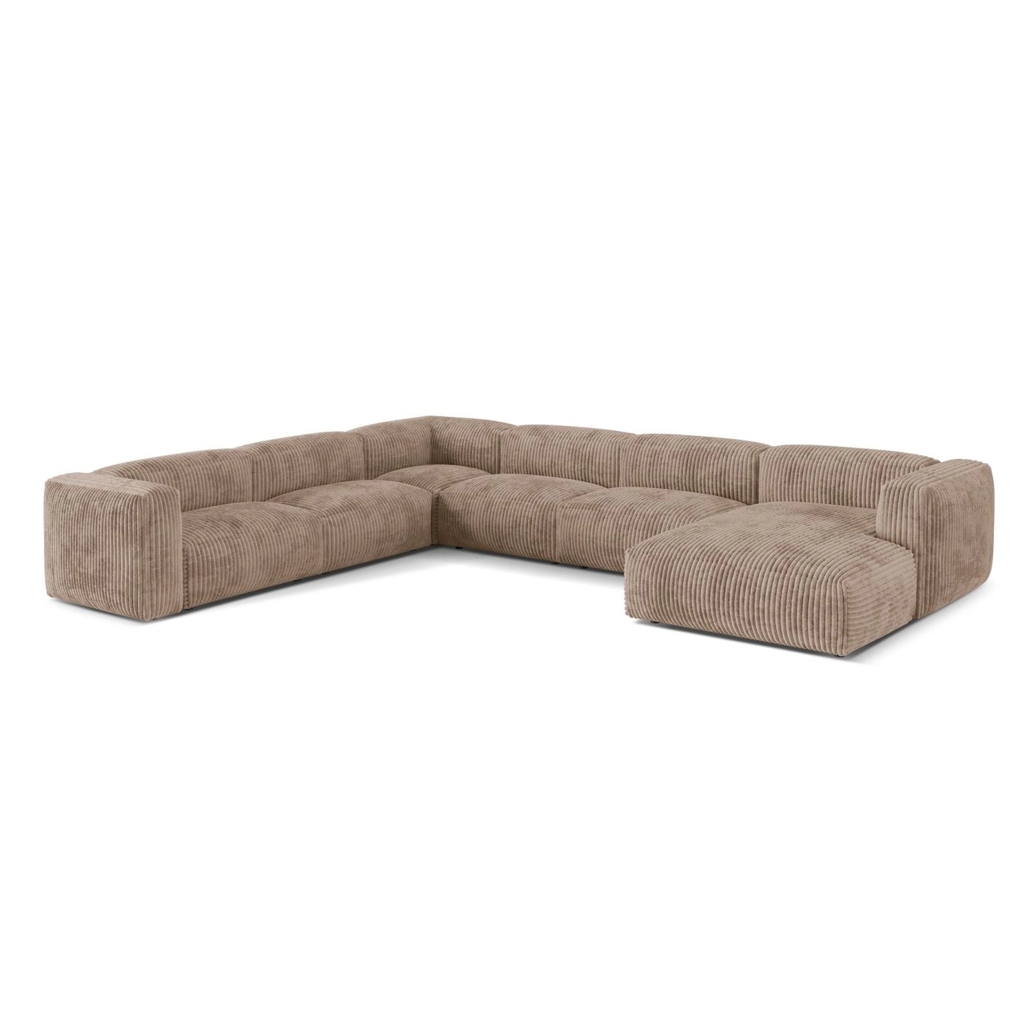 Martina modulares Panoramasofa, Linke Seite, Sitztiefe 76 cm, aus Cord in Acorn (Tilia 17), 406x316 cm von Micadoni – Bild 3