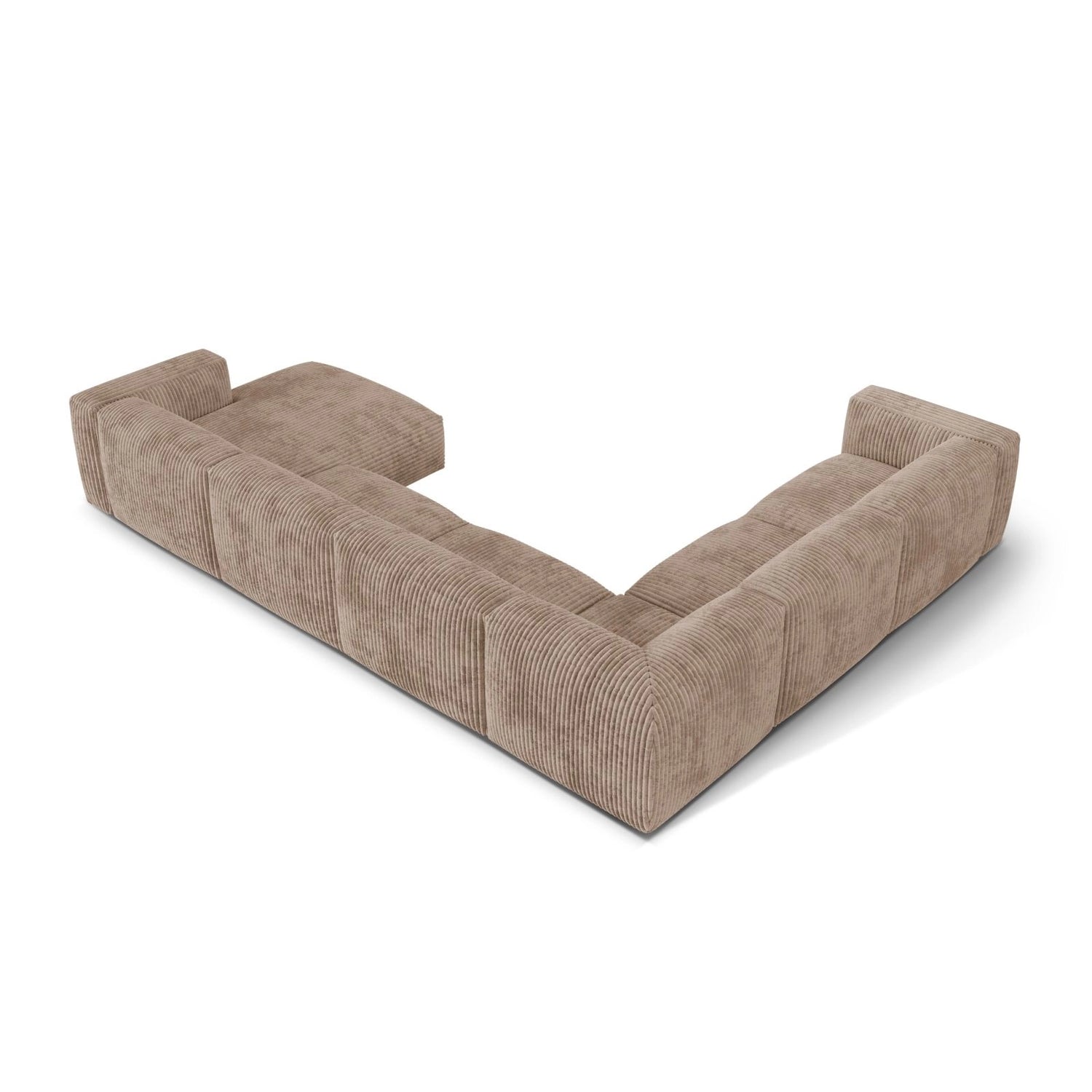 Martina modulares Panoramasofa, Linke Seite, Sitztiefe 76 cm, aus Cord in Acorn (Tilia 17), 406x316 cm von Micadoni – Bild 4