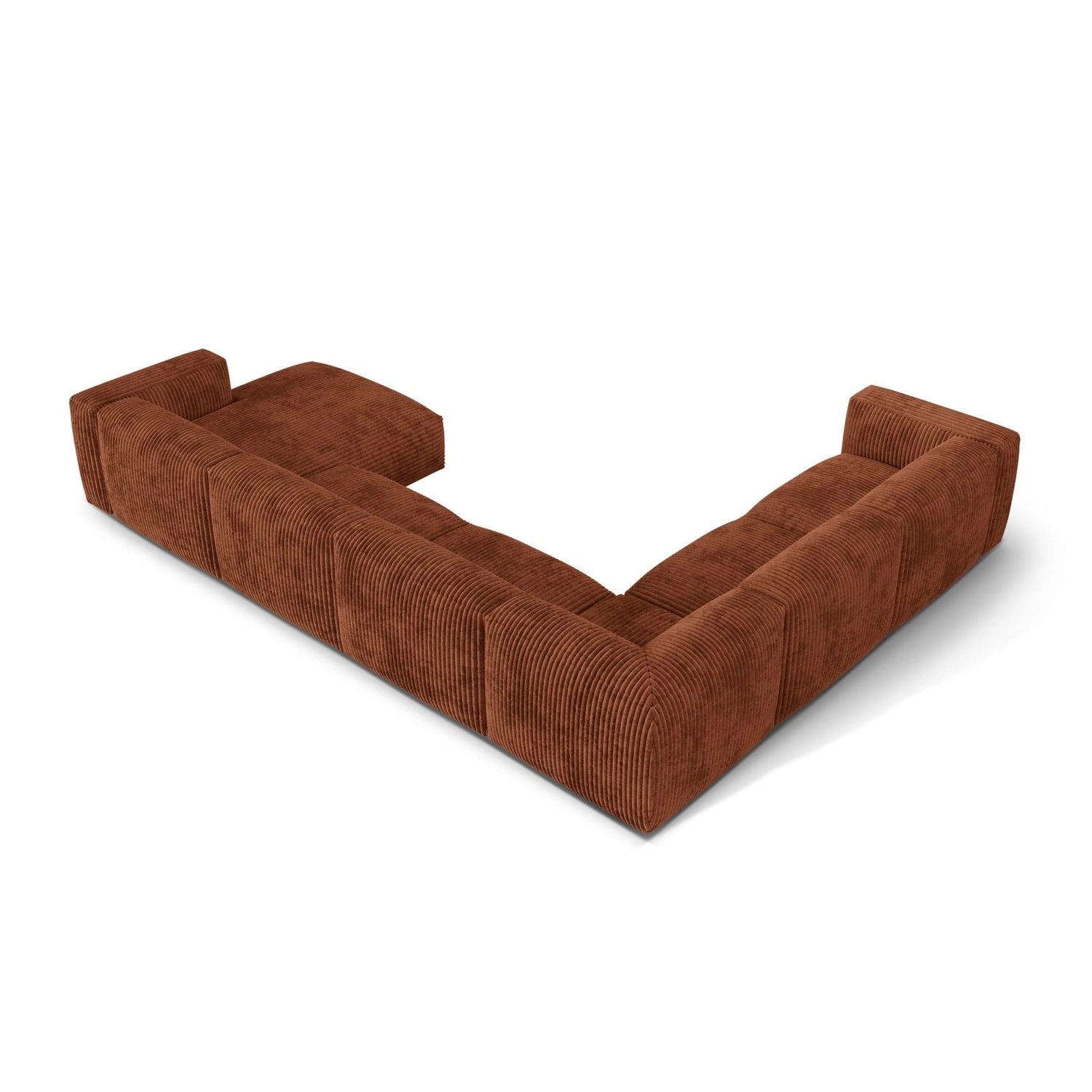 Martina modulares Panoramasofa, Linke Seite, Sitztiefe 76 cm, aus Cord in Brick (Tilia 52), 406x316 cm von Micadoni – Bild 4