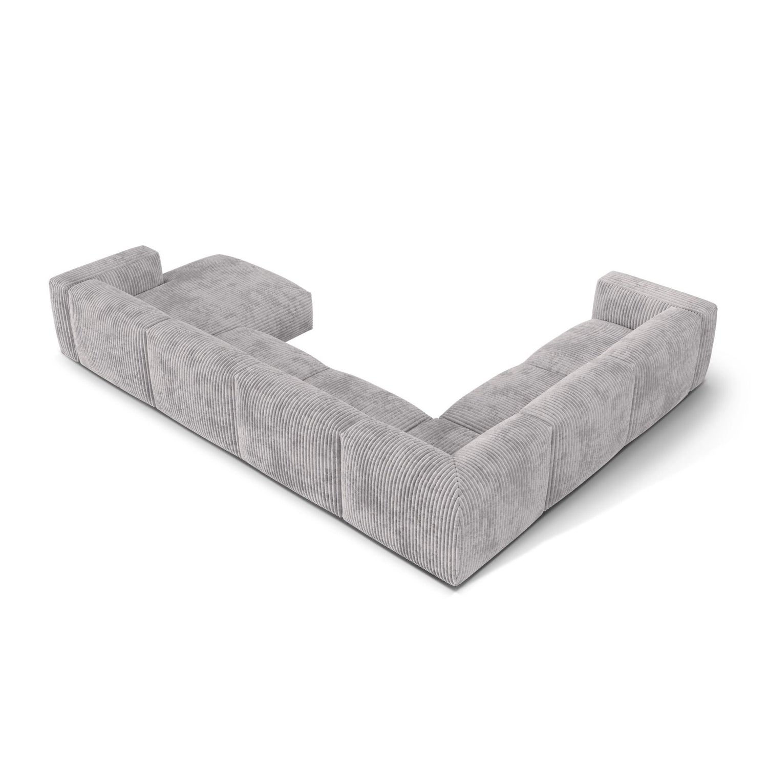 Martina modulares Panoramasofa, Linke Seite, Sitztiefe 76 cm, aus Cord in Hellgrau (Tilia 86), 406x316 cm von Micadoni – Bild 4