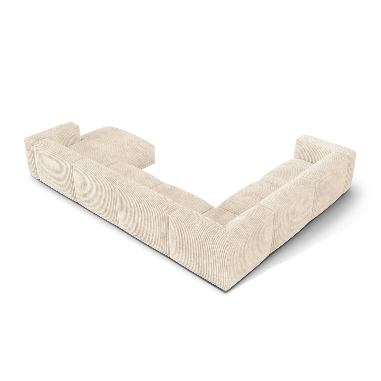 Martina modulares Panoramasofa, Linke Seite, Sitztiefe 76 cm, aus Cord in Leichtes Beige (Tilia 03), 406x316 cm von Micadoni – Bild 4