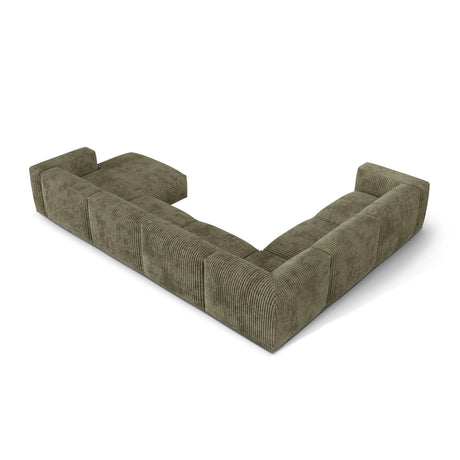 Martina modulares Panoramasofa, Linke Seite, Sitztiefe 76 cm, aus Cord in Moosgrün (Tilia 37), 406x316 cm von Micadoni – Bild 4