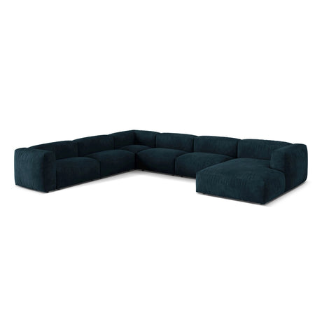 Martina modulares Panoramasofa, Linke Seite, Sitztiefe 76 cm, aus Samt in Deep Petrol (Vogue 13), 406x316 cm von Micadoni – Bild 3