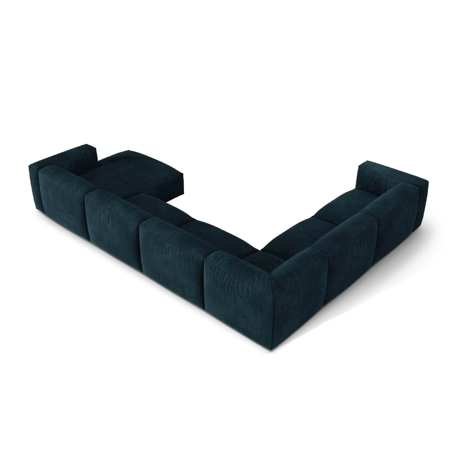 Martina modulares Panoramasofa, Linke Seite, Sitztiefe 76 cm, aus Samt in Deep Petrol (Vogue 13), 406x316 cm von Micadoni – Bild 4