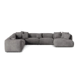 Martina modulares Panoramasofa, Linke Seite, Sitztiefe 76 cm, aus Samt in Grau (Vogue 15), 406x316 cm von Micadoni – Bild 1