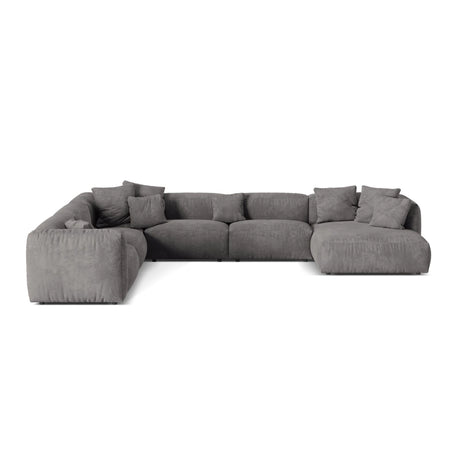 Martina modulares Panoramasofa, Linke Seite, Sitztiefe 76 cm, aus Samt in Grau (Vogue 15), 406x316 cm von Micadoni – Bild 1