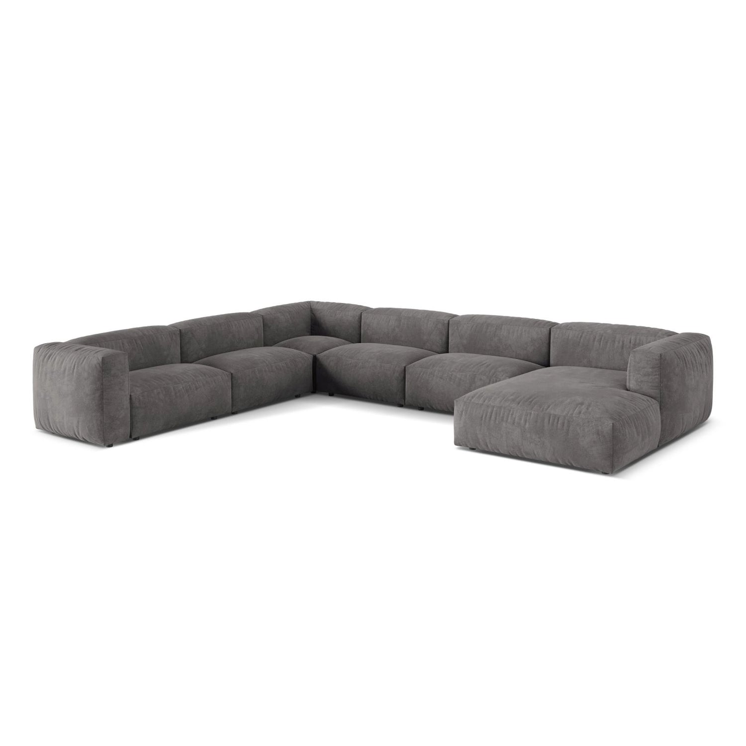 Martina modulares Panoramasofa, Linke Seite, Sitztiefe 76 cm, aus Samt in Grau (Vogue 15), 406x316 cm von Micadoni – Bild 3