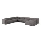 Martina modulares Panoramasofa, Linke Seite, Sitztiefe 76 cm, aus Samt in Grau (Vogue 15), 406x316 cm von Micadoni – Bild 3
