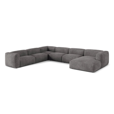 Martina modulares Panoramasofa, Linke Seite, Sitztiefe 76 cm, aus Samt in Grau (Vogue 15), 406x316 cm von Micadoni – Bild 3