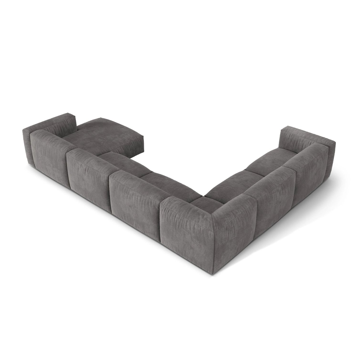 Martina modulares Panoramasofa, Linke Seite, Sitztiefe 76 cm, aus Samt in Grau (Vogue 15), 406x316 cm von Micadoni – Bild 4