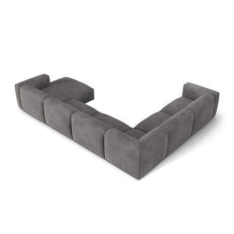 Martina modulares Panoramasofa, Linke Seite, Sitztiefe 76 cm, aus Samt in Grau (Vogue 15), 406x316 cm von Micadoni – Bild 4
