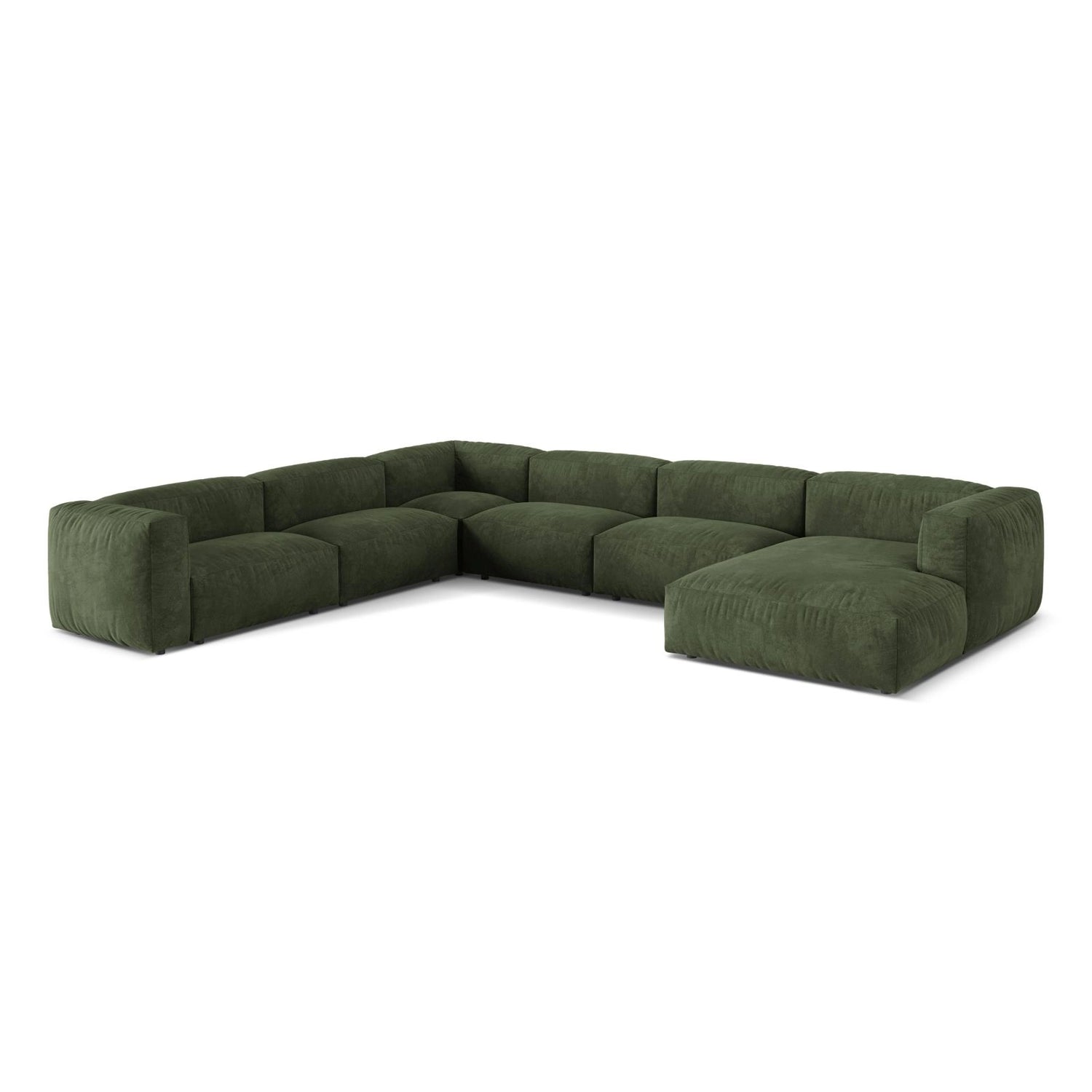 Martina modulares Panoramasofa, Linke Seite, Sitztiefe 76 cm, aus Samt in Grün (Vogue 11), 406x316 cm von Micadoni – Bild 3