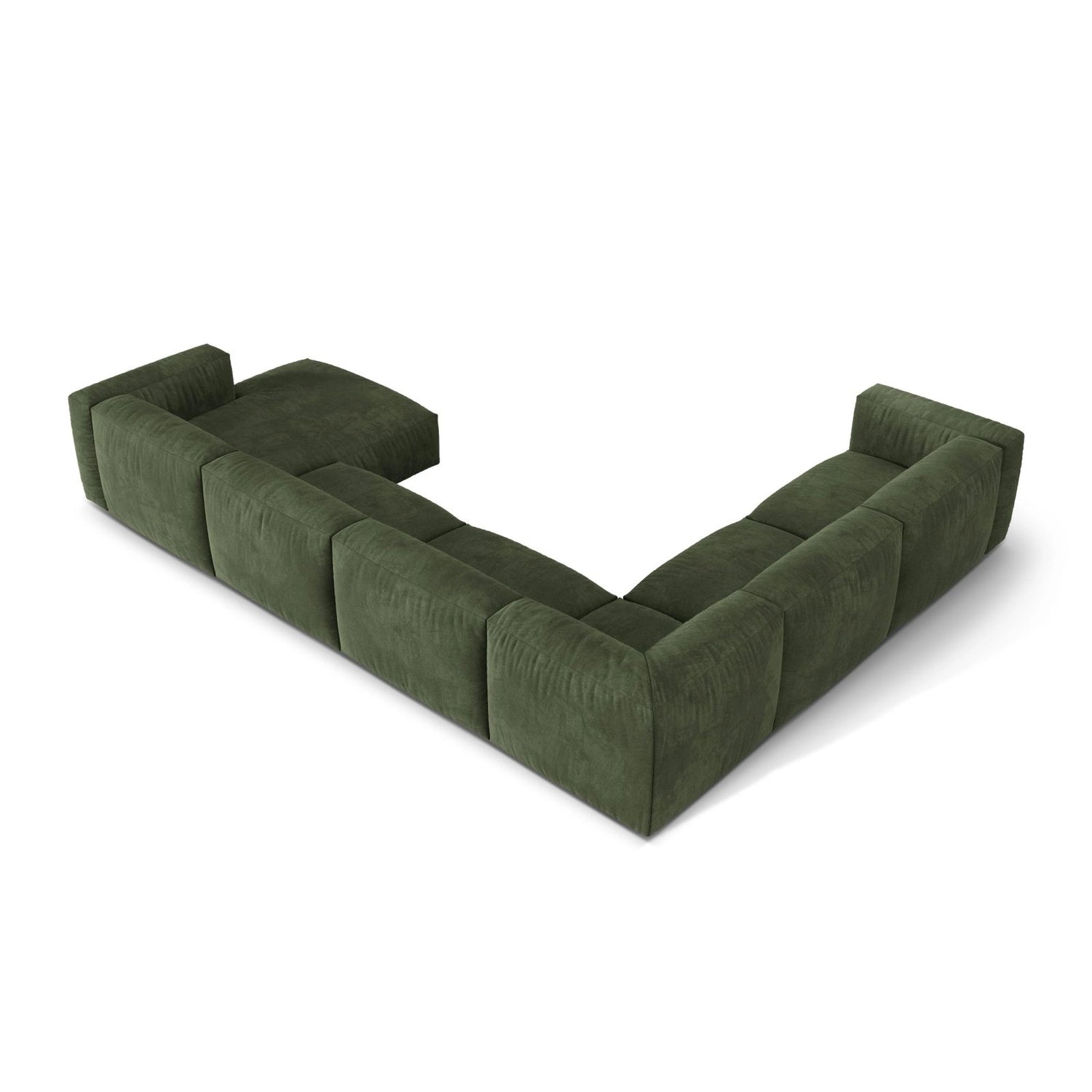 Martina modulares Panoramasofa, Linke Seite, Sitztiefe 76 cm, aus Samt in Grün (Vogue 11), 406x316 cm von Micadoni – Bild 4