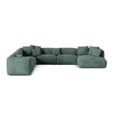 Martina modulares Panoramasofa, Linke Seite, Sitztiefe 76 cm, aus Samt in Petrol (Vogue 12), 406x316 cm von Micadoni – Bild 1