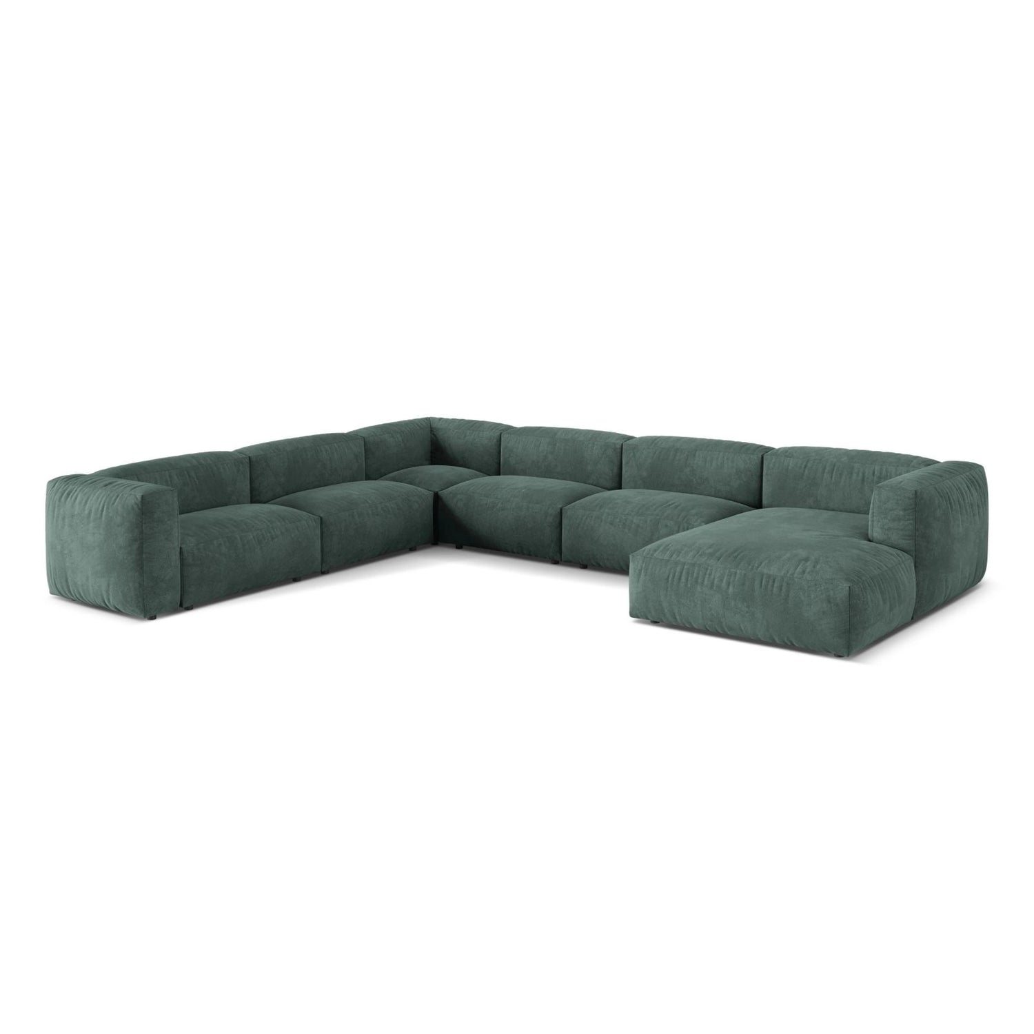 Martina modulares Panoramasofa, Linke Seite, Sitztiefe 76 cm, aus Samt in Petrol (Vogue 12), 406x316 cm von Micadoni – Bild 3