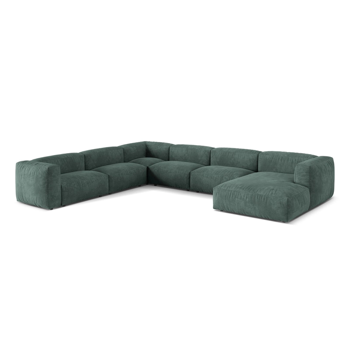 Martina modulares Panoramasofa, Linke Seite, Sitztiefe 76 cm, aus Samt in Petrol (Vogue 12), 406x316 cm von Micadoni – Bild 3