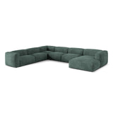 Martina modulares Panoramasofa, Linke Seite, Sitztiefe 76 cm, aus Samt in Petrol (Vogue 12), 406x316 cm von Micadoni – Bild 3