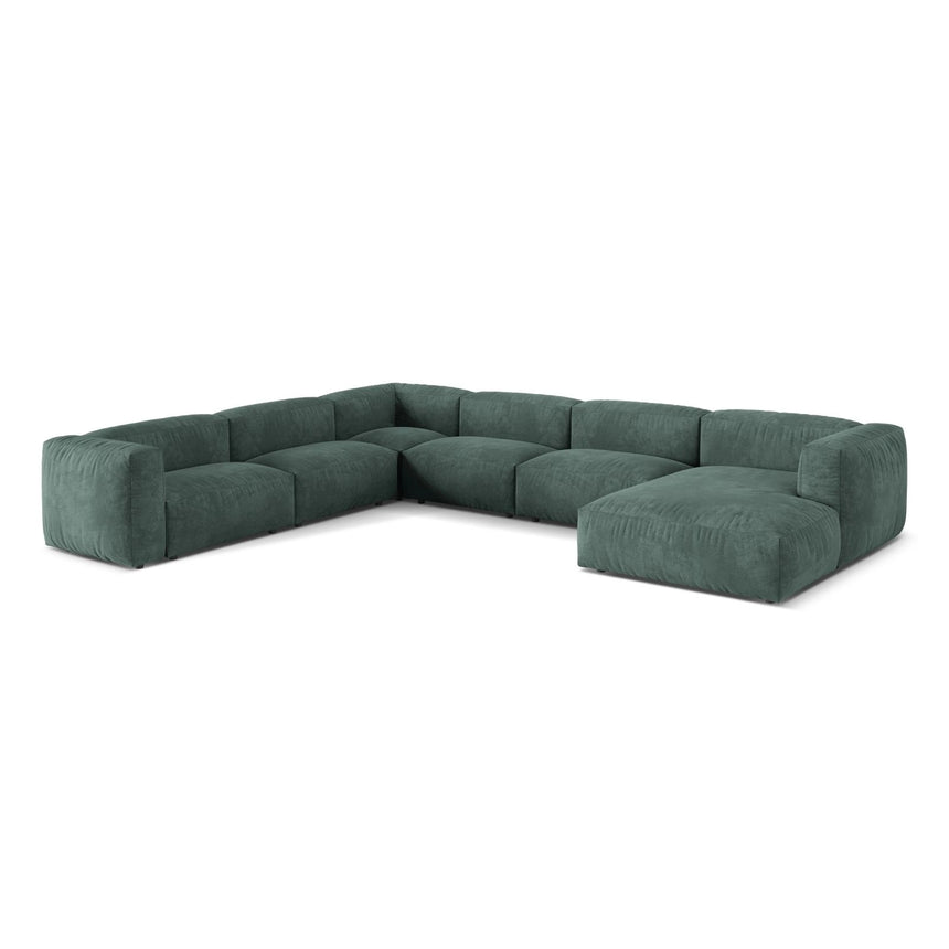 Martina modulares Panoramasofa, Linke Seite, Sitztiefe 76 cm, aus Samt in Petrol (Vogue 12), 406x316 cm von Micadoni – Bild 3