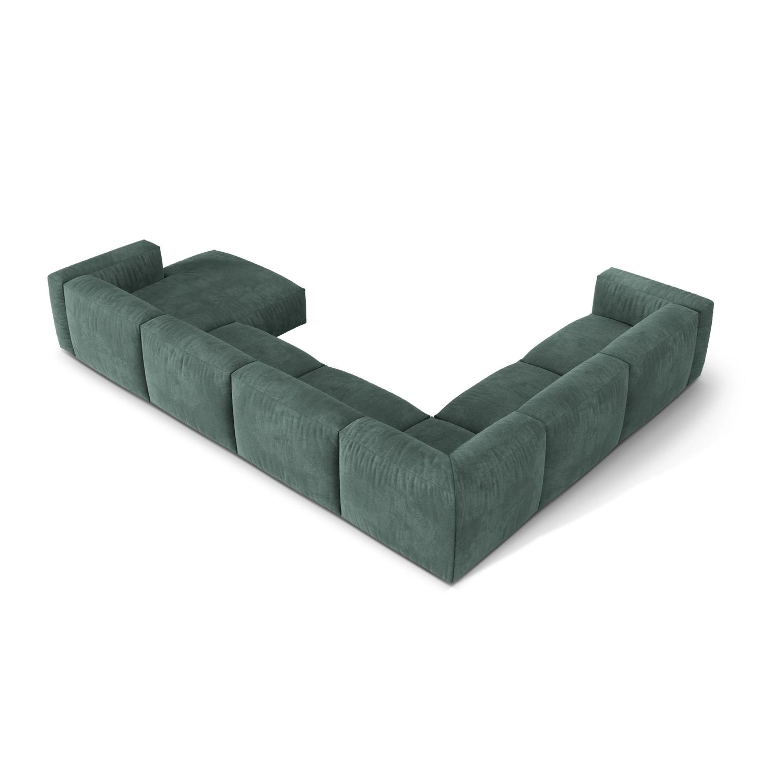 Martina modulares Panoramasofa, Linke Seite, Sitztiefe 76 cm, aus Samt in Petrol (Vogue 12), 406x316 cm von Micadoni – Bild 4