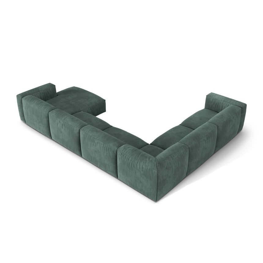 Martina modulares Panoramasofa, Linke Seite, Sitztiefe 76 cm, aus Samt in Petrol (Vogue 12), 406x316 cm von Micadoni – Bild 4
