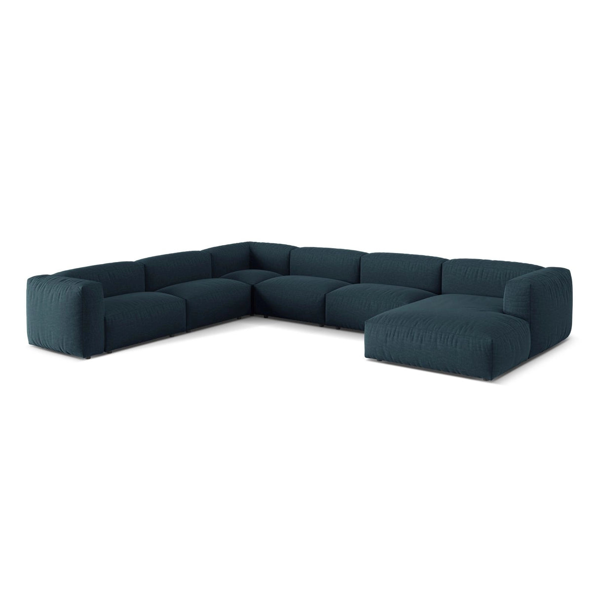 Martina modulares Panoramasofa, Linke Seite, Sitztiefe 76 cm, aus Strukturierter Stoff in Blau Jeans (Boston Ocean), 406x316 cm von Micadoni – Bild 3