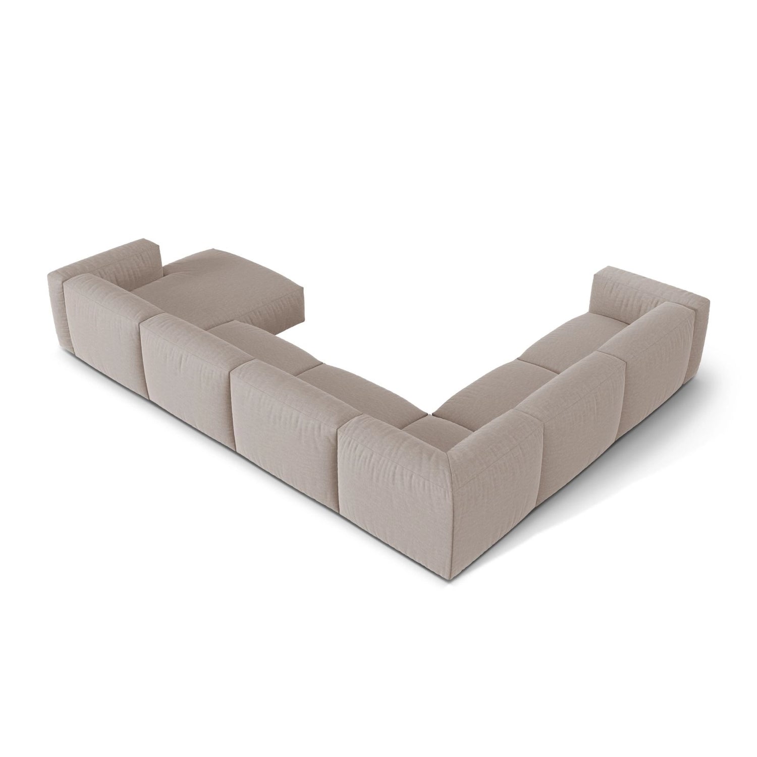 Martina modulares Panoramasofa, Linke Seite, Sitztiefe 76 cm, aus Strukturierter Stoff in Dunkelbeige (Boston Trufa), 406x316 cm von Micadoni – Bild 4