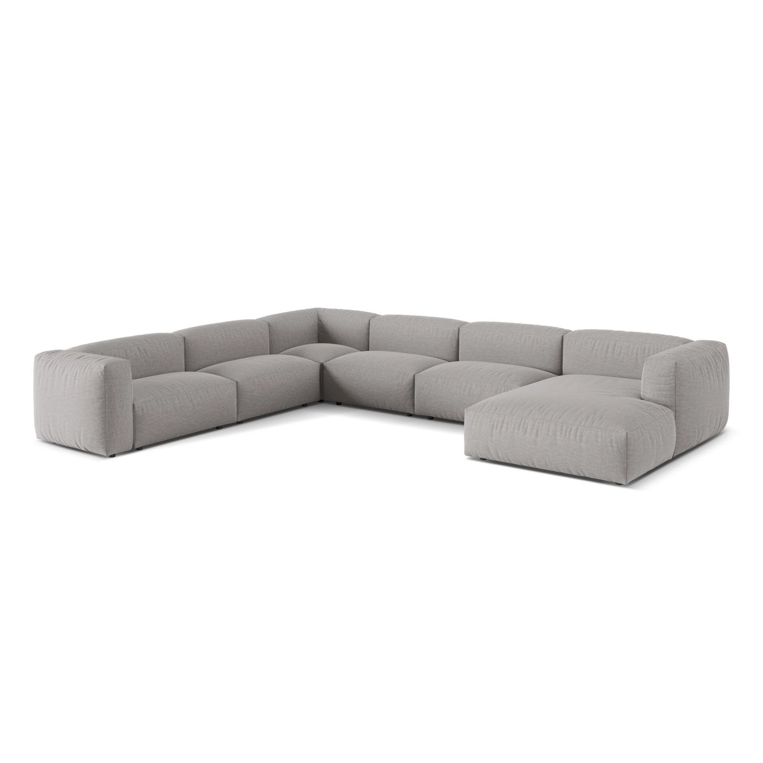 Martina modulares Panoramasofa, Linke Seite, Sitztiefe 76 cm, aus Strukturierter Stoff in Hellgrau (Boston Light Grey), 406x316 cm von Micadoni – Bild 3