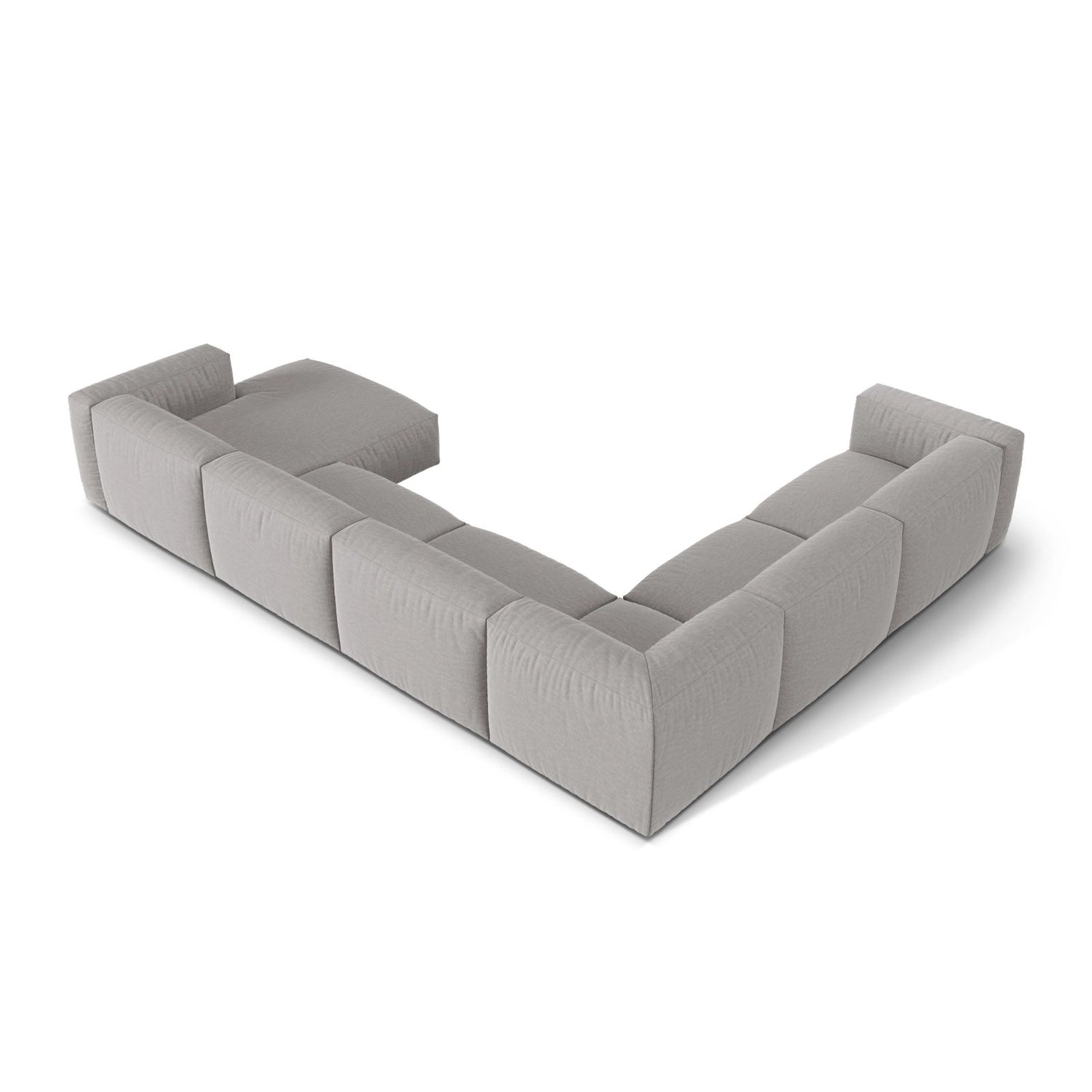 Martina modulares Panoramasofa, Linke Seite, Sitztiefe 76 cm, aus Strukturierter Stoff in Hellgrau (Boston Light Grey), 406x316 cm von Micadoni – Bild 4