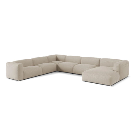 Martina modulares Panoramasofa, Linke Seite, Sitztiefe 76 cm, aus Strukturierter Stoff in Leichtes Beige (Boston Toffee), 406x316 cm von Micadoni – Bild 3