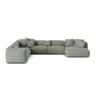 Martina modulares Panoramasofa, Linke Seite, Sitztiefe 76 cm, aus Strukturierter Stoff in Moosgrün (Boston Water Green), 406x316 cm von Micadoni – Bild 1