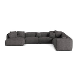 Martina modulares Panoramasofa, Rechte Seite, Sitztiefe 76 cm, aus Boucle in Anthrazit (Monet Anthracite), 406x316 cm von Micadoni – Bild 1